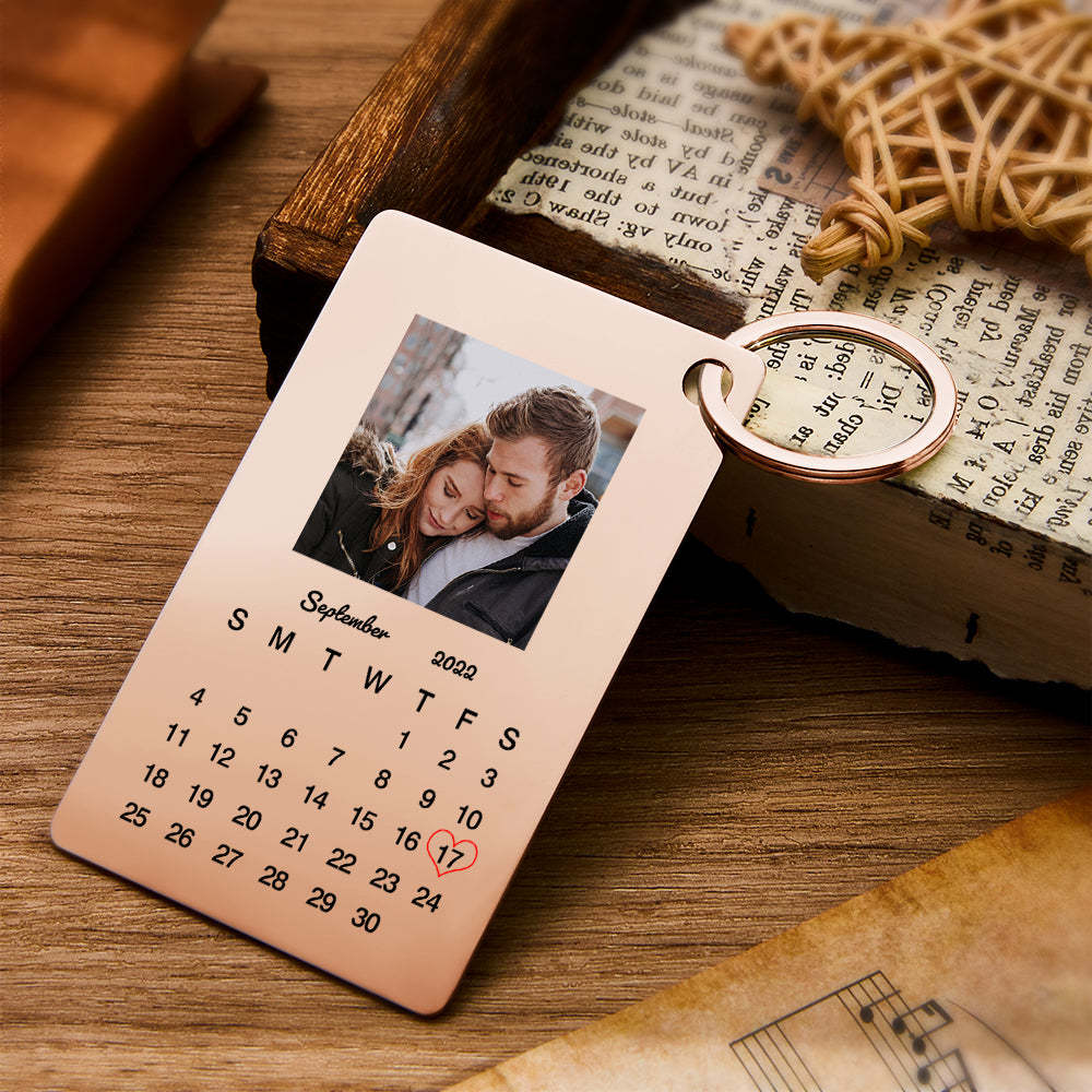 Custom Photo Keychain Calendar Keychain Personalized Keychain Wedding Anniversary Gift - yournamenecklaceau