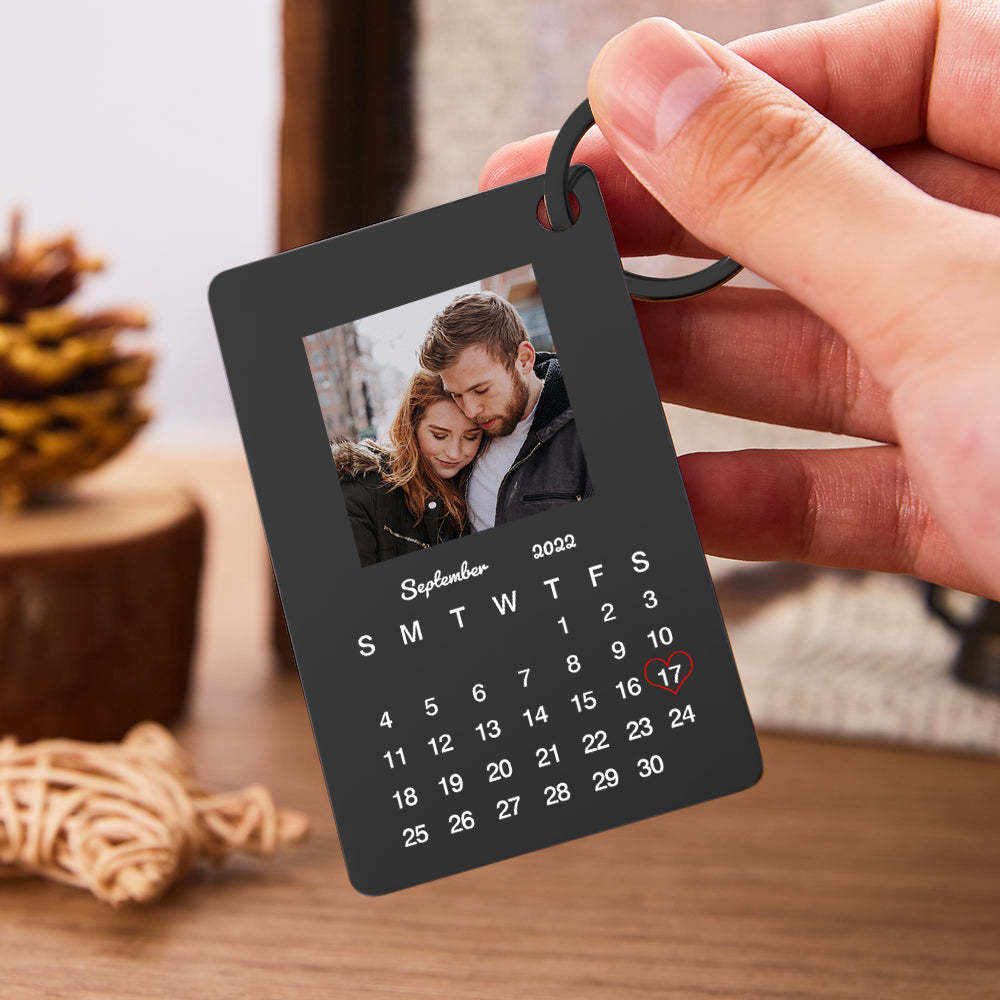 Custom Photo Keychain Calendar Keychain Personalized Keychain Wedding Anniversary Gift - yournamenecklaceau