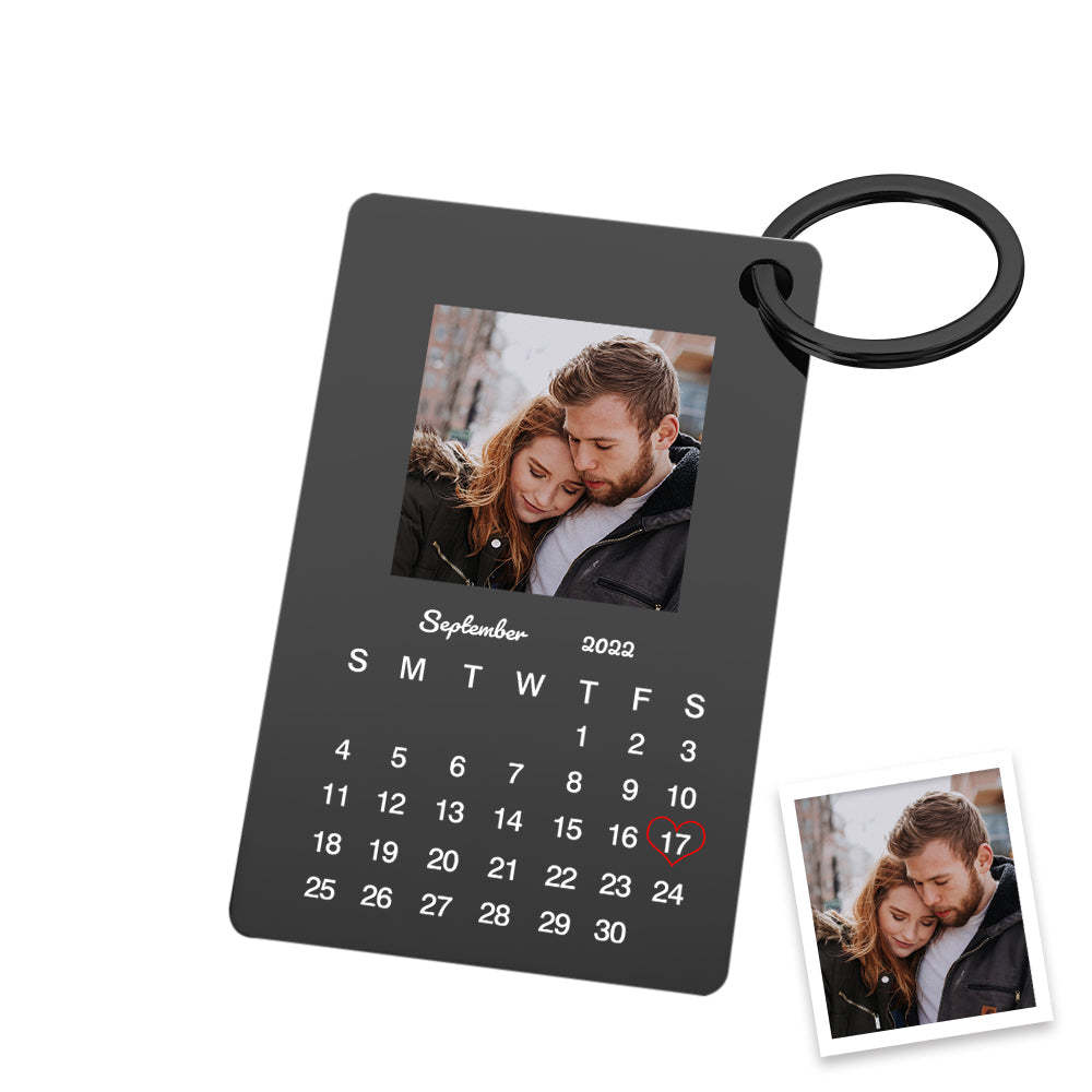 Custom Photo Keychain Calendar Keychain Personalized Keychain Wedding Anniversary Gift - yournamenecklaceau