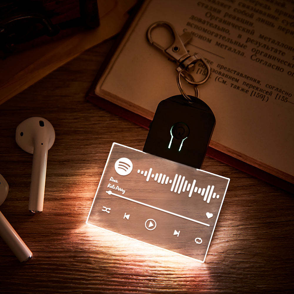 Scannable Spotify Code 7 Colors Light Up Keychain Personalized LED Acrylic Keyring Creative Gifts - yournamenecklaceau