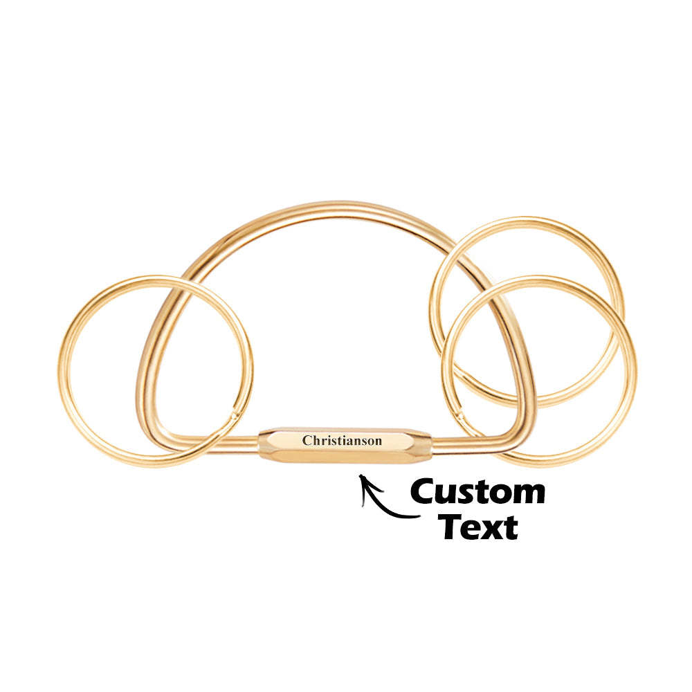 Custom Engraved Keychain Multi-layer Key Ring Brass Creative Gifts - yournamenecklaceau