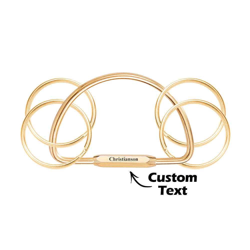 Custom Engraved Keychain Multi-layer Key Ring Brass Creative Gifts - yournamenecklaceau