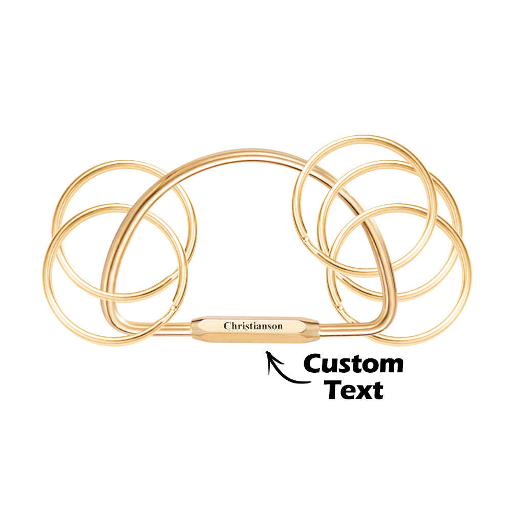 Custom Engraved Keychain Multi-layer Key Ring Brass Creative Gifts - yournamenecklaceau