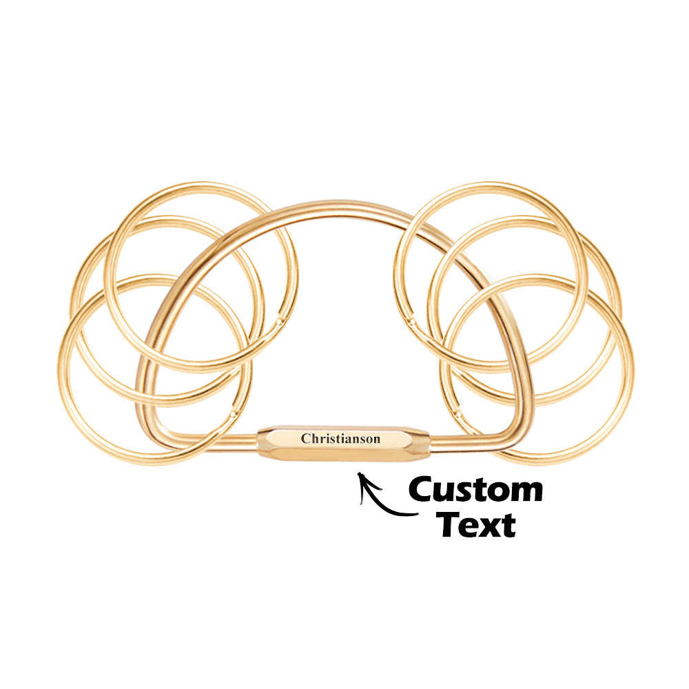 Custom Engraved Keychain Multi-layer Key Ring Brass Creative Gifts - yournamenecklaceau