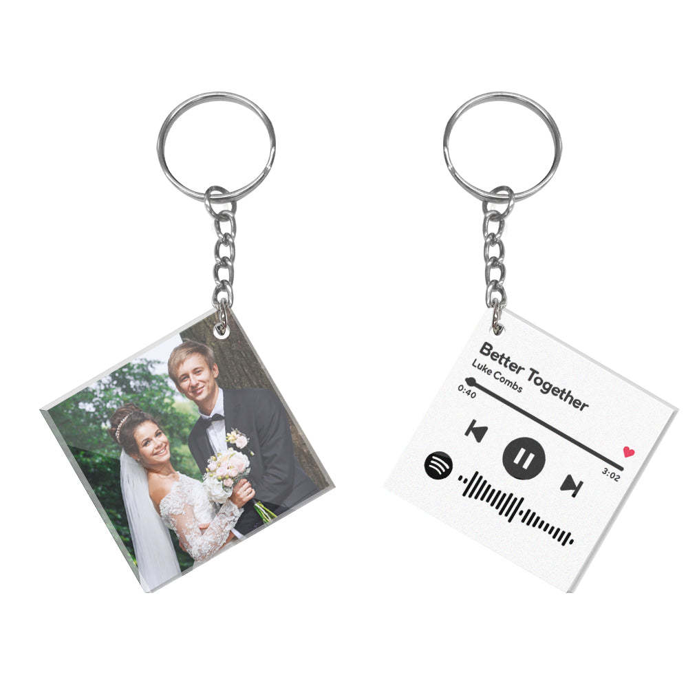 Custom Double Sided Acrylic Spotify Keychain Personalized Photo Scannable Keychain Birthday Christmas Gift for Lover - yournamenecklaceau