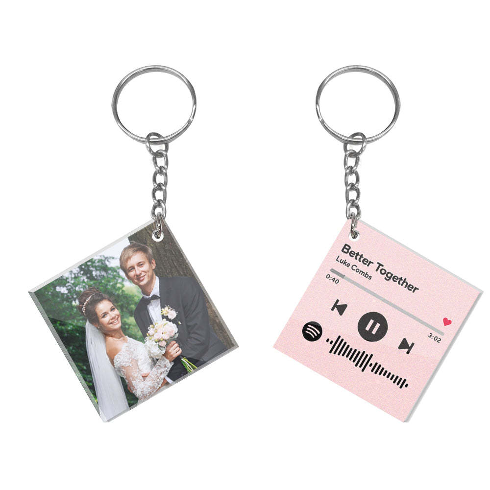 Custom Double Sided Acrylic Spotify Keychain Personalized Photo Scannable Keychain Birthday Christmas Gift for Lover - yournamenecklaceau