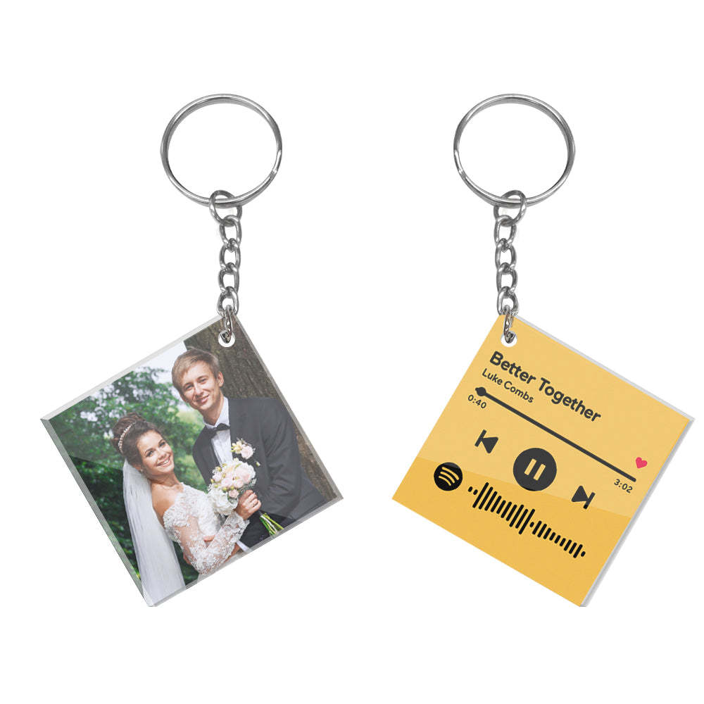 Custom Double Sided Acrylic Spotify Keychain Personalized Photo Scannable Keychain Birthday Christmas Gift for Lover - yournamenecklaceau