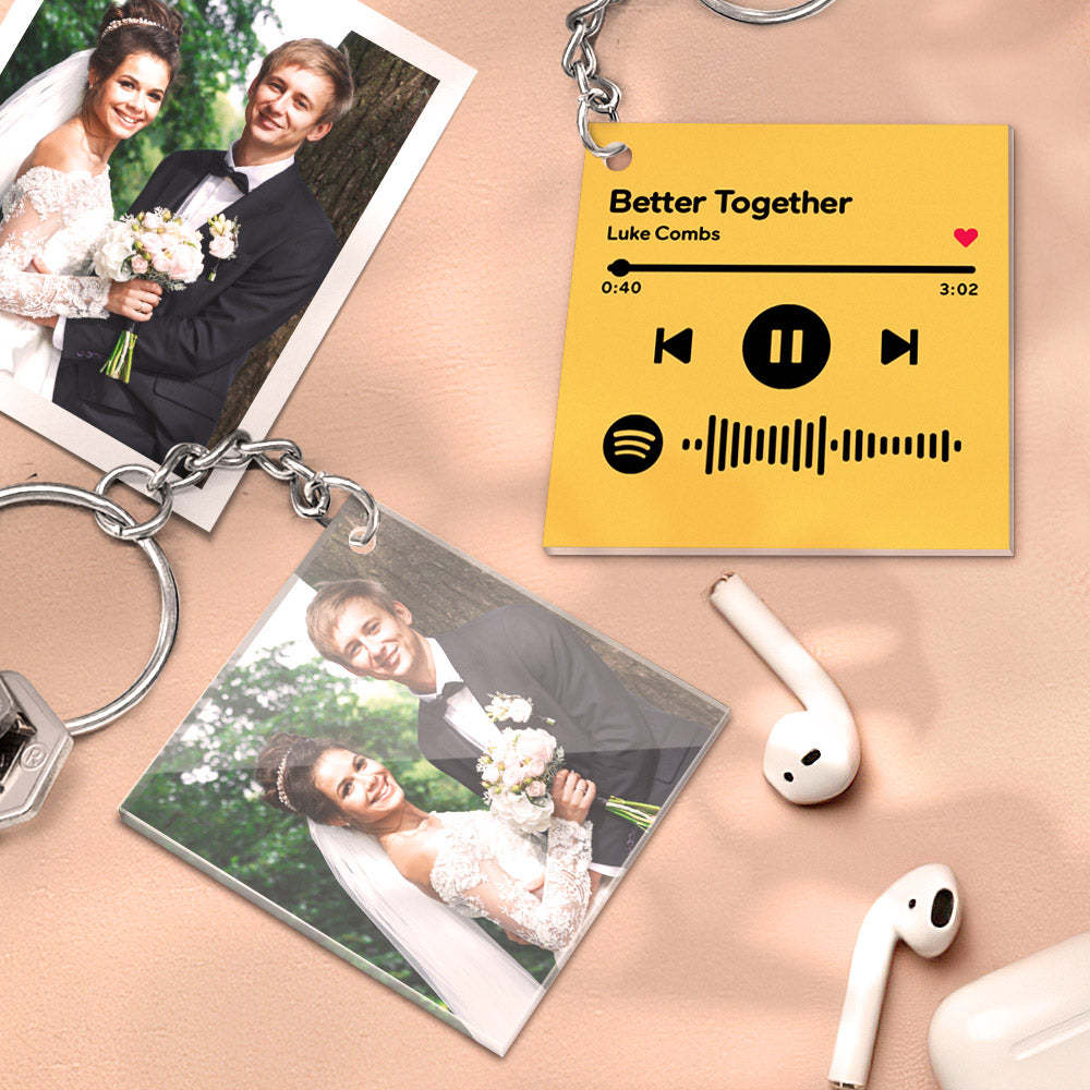 Custom Double Sided Acrylic Spotify Keychain Personalized Photo Scannable Keychain Birthday Christmas Gift for Lover - yournamenecklaceau