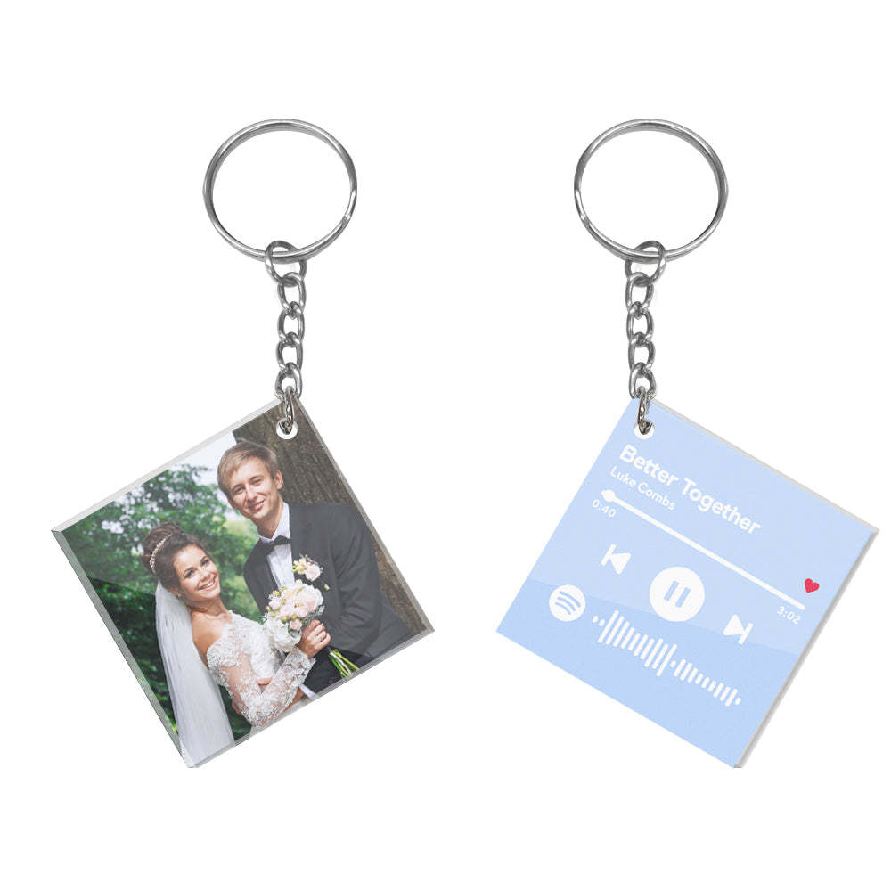 Custom Double Sided Acrylic Spotify Keychain Personalized Photo Scannable Keychain Birthday Christmas Gift for Lover - yournamenecklaceau