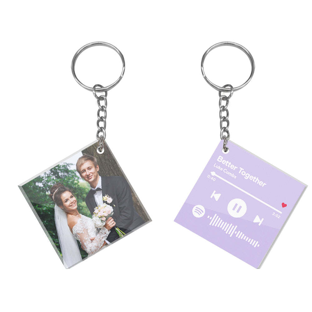 Custom Double Sided Acrylic Spotify Keychain Personalized Photo Scannable Keychain Birthday Christmas Gift for Lover - yournamenecklaceau