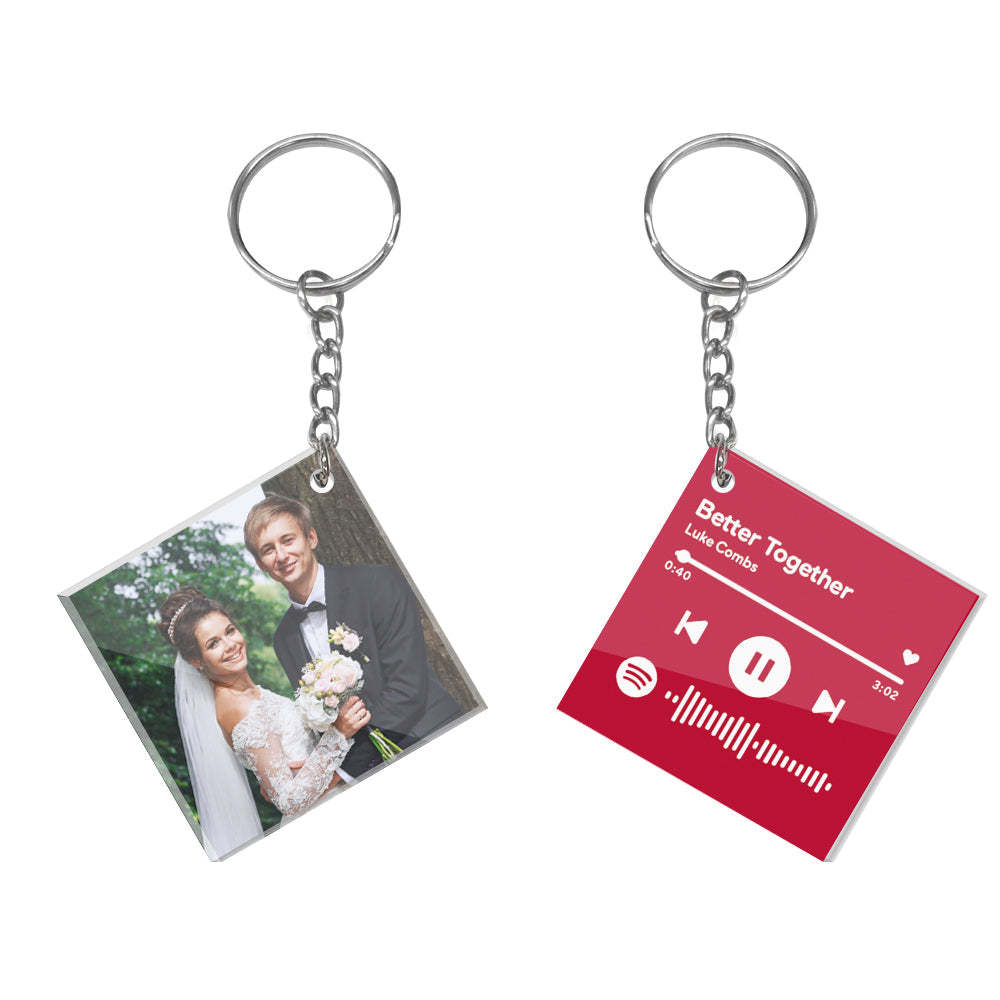 Custom Double Sided Acrylic Spotify Keychain Personalized Photo Scannable Keychain Birthday Christmas Gift for Lover - yournamenecklaceau