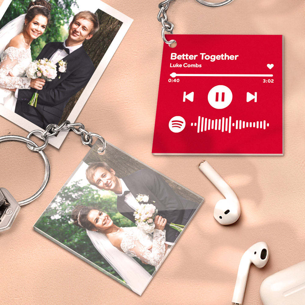 Custom Double Sided Acrylic Spotify Keychain Personalized Photo Scannable Keychain Birthday Christmas Gift for Lover - yournamenecklaceau