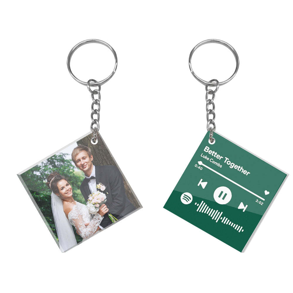 Custom Double Sided Acrylic Spotify Keychain Personalized Photo Scannable Keychain Birthday Christmas Gift for Lover - yournamenecklaceau