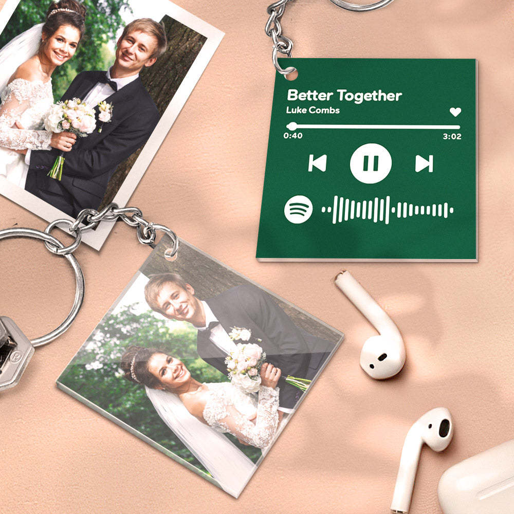 Custom Double Sided Acrylic Spotify Keychain Personalized Photo Scannable Keychain Birthday Christmas Gift for Lover - yournamenecklaceau