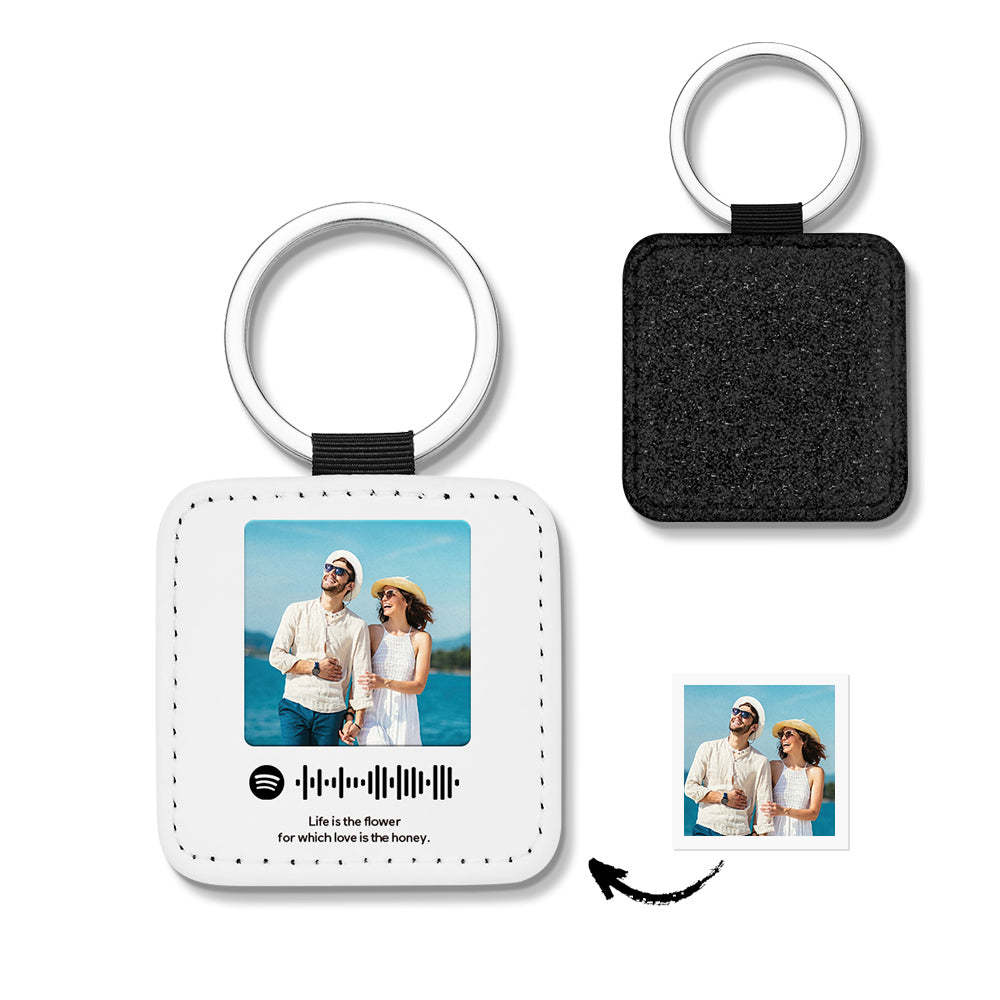 Custom Keychains Scannable Spotify Code Leather Sequins Gifts - yournamenecklaceau