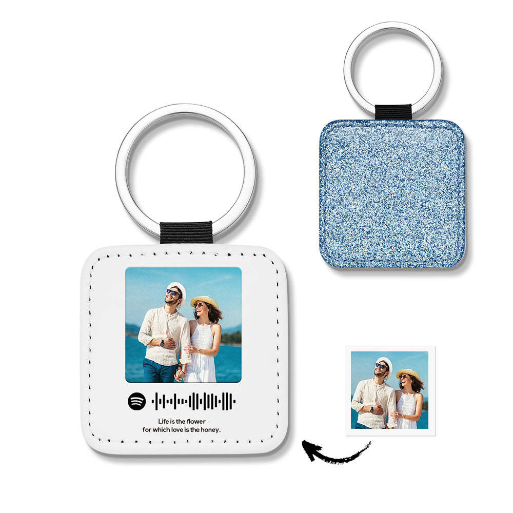 Custom Keychains Scannable Spotify Code Leather Sequins Gifts - yournamenecklaceau