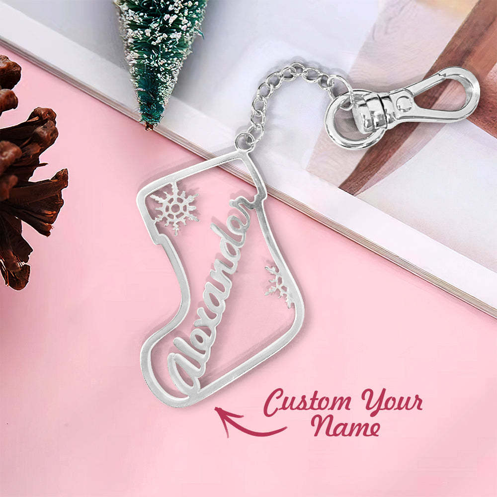 Personalized Christmas Socks Name Keychain Holiday Season Gift for Family Friends - yournamenecklaceau