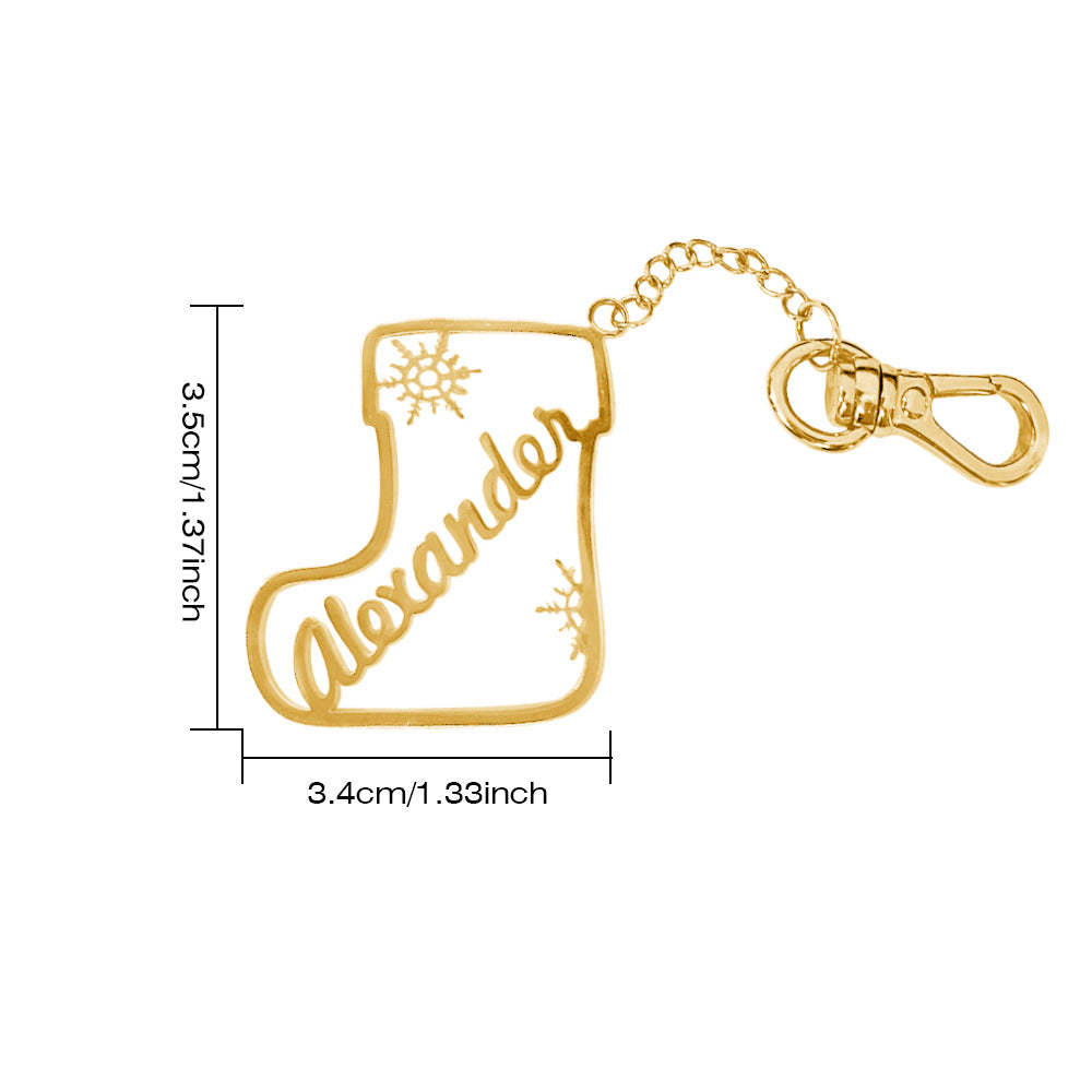 Personalized Christmas Socks Name Keychain Holiday Season Gift for Family Friends - yournamenecklaceau
