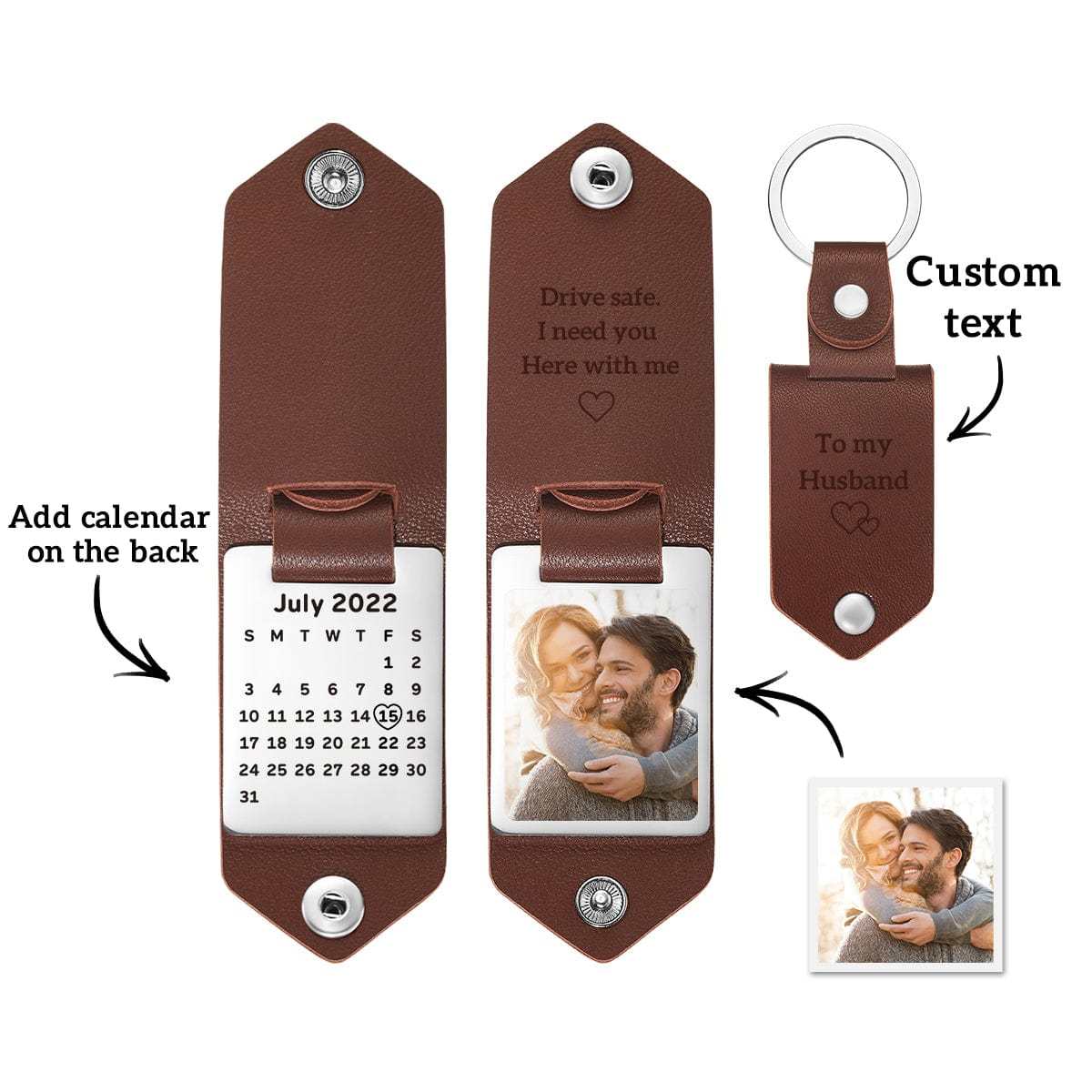 Couple Gifts Custom Leather Keychain Personalized Engrave Keychain Anniversary Gift For Couple - yournamenecklaceau