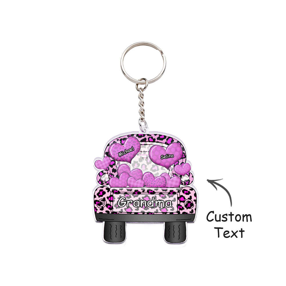 Personalized Nickname Truck Loading Heart Acrylic Keychain Christmas Gift Decor Gift Grandma Nana Papa - yournamenecklaceau