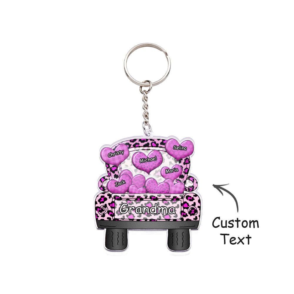 Personalized Nickname Truck Loading Heart Acrylic Keychain Christmas Gift Decor Gift Grandma Nana Papa - yournamenecklaceau