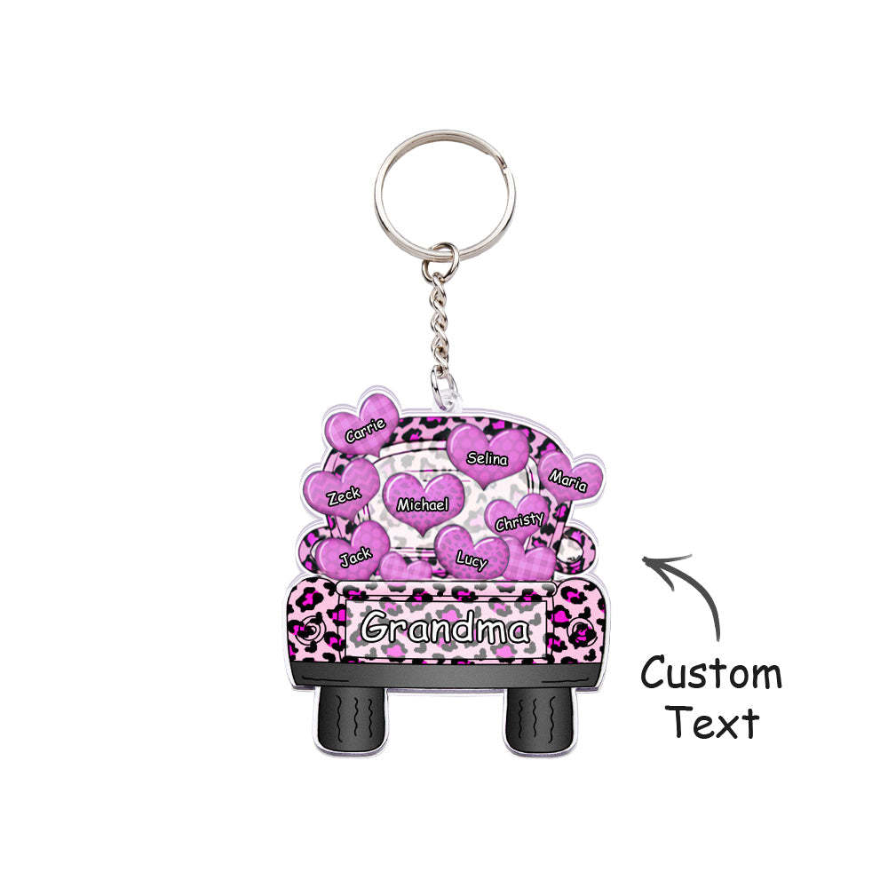Personalized Nickname Truck Loading Heart Acrylic Keychain Christmas Gift Decor Gift Grandma Nana Papa - yournamenecklaceau