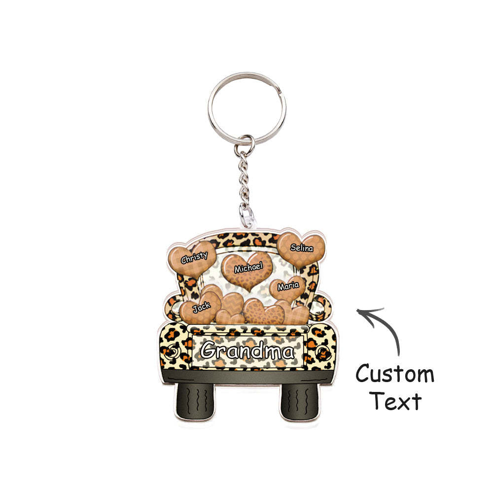 Personalized Nickname Truck Loading Heart Acrylic Keychain Christmas Gift Decor Gift Grandma Nana Papa - yournamenecklaceau