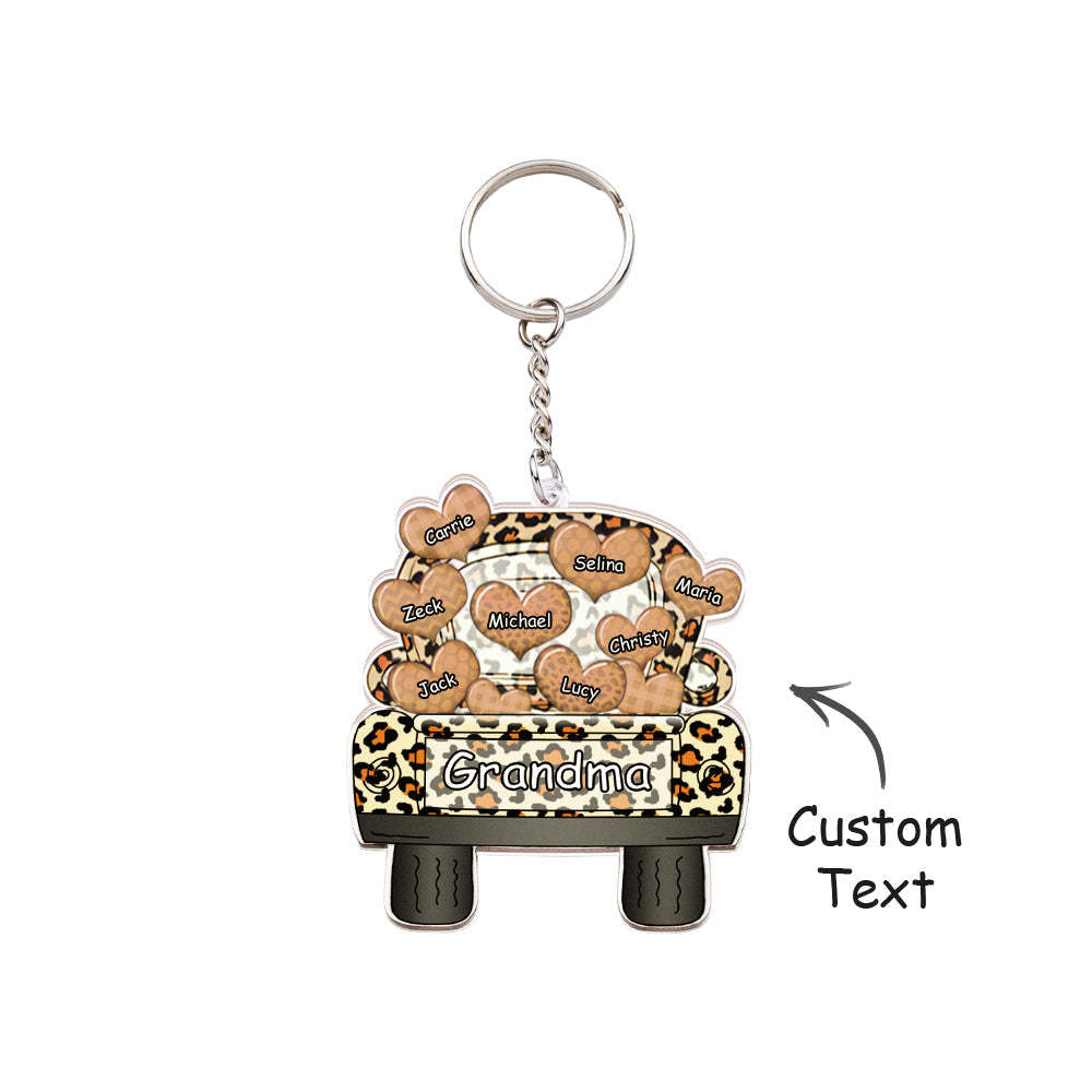 Personalized Nickname Truck Loading Heart Acrylic Keychain Christmas Gift Decor Gift Grandma Nana Papa - yournamenecklaceau