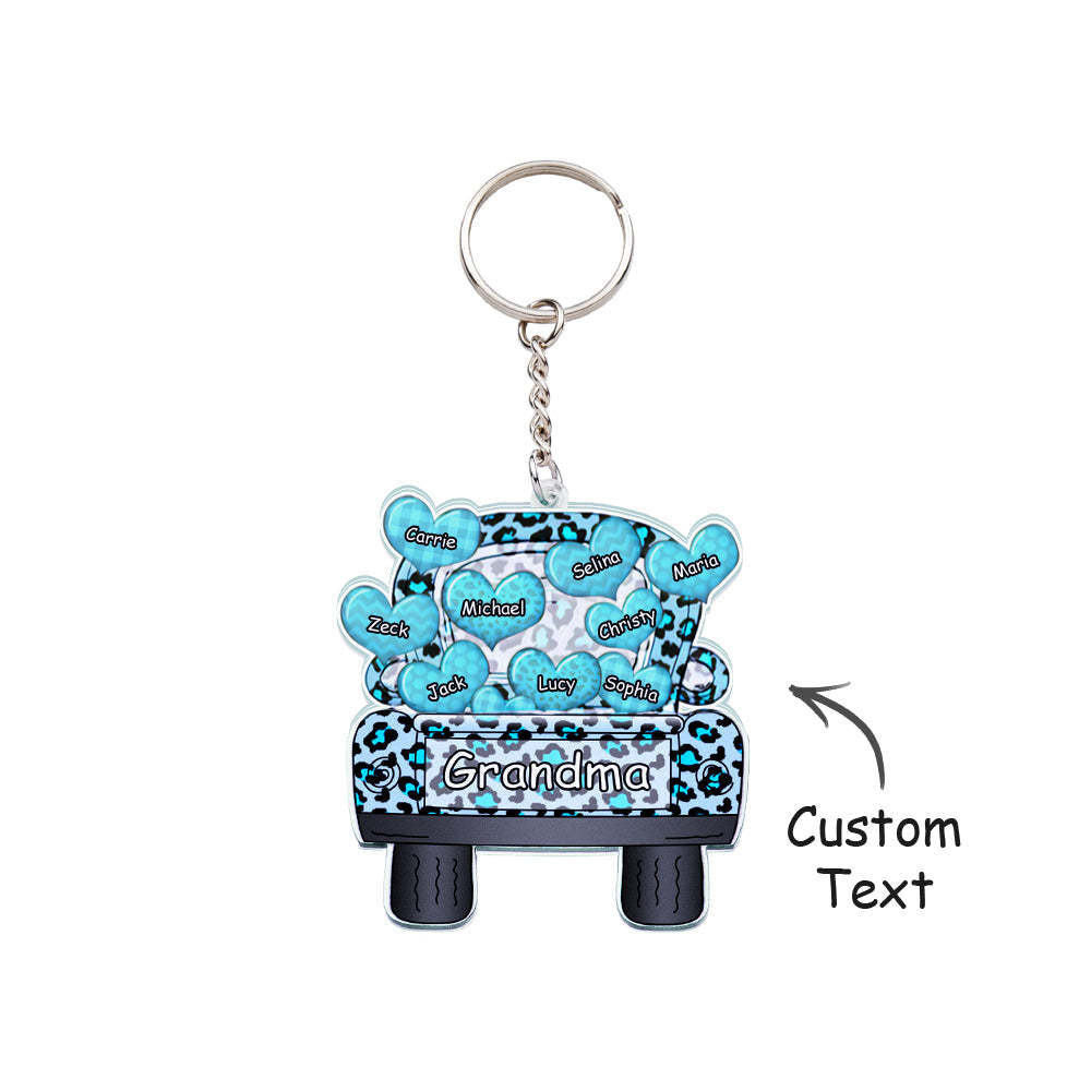 Personalized Nickname Truck Loading Heart Acrylic Keychain Christmas Gift Decor Gift Grandma Nana Papa - yournamenecklaceau
