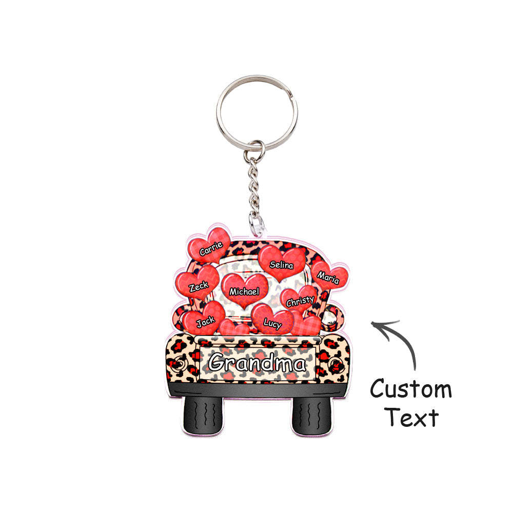 Personalized Nickname Truck Loading Heart Acrylic Keychain Christmas Gift Decor Gift Grandma Nana Papa - yournamenecklaceau