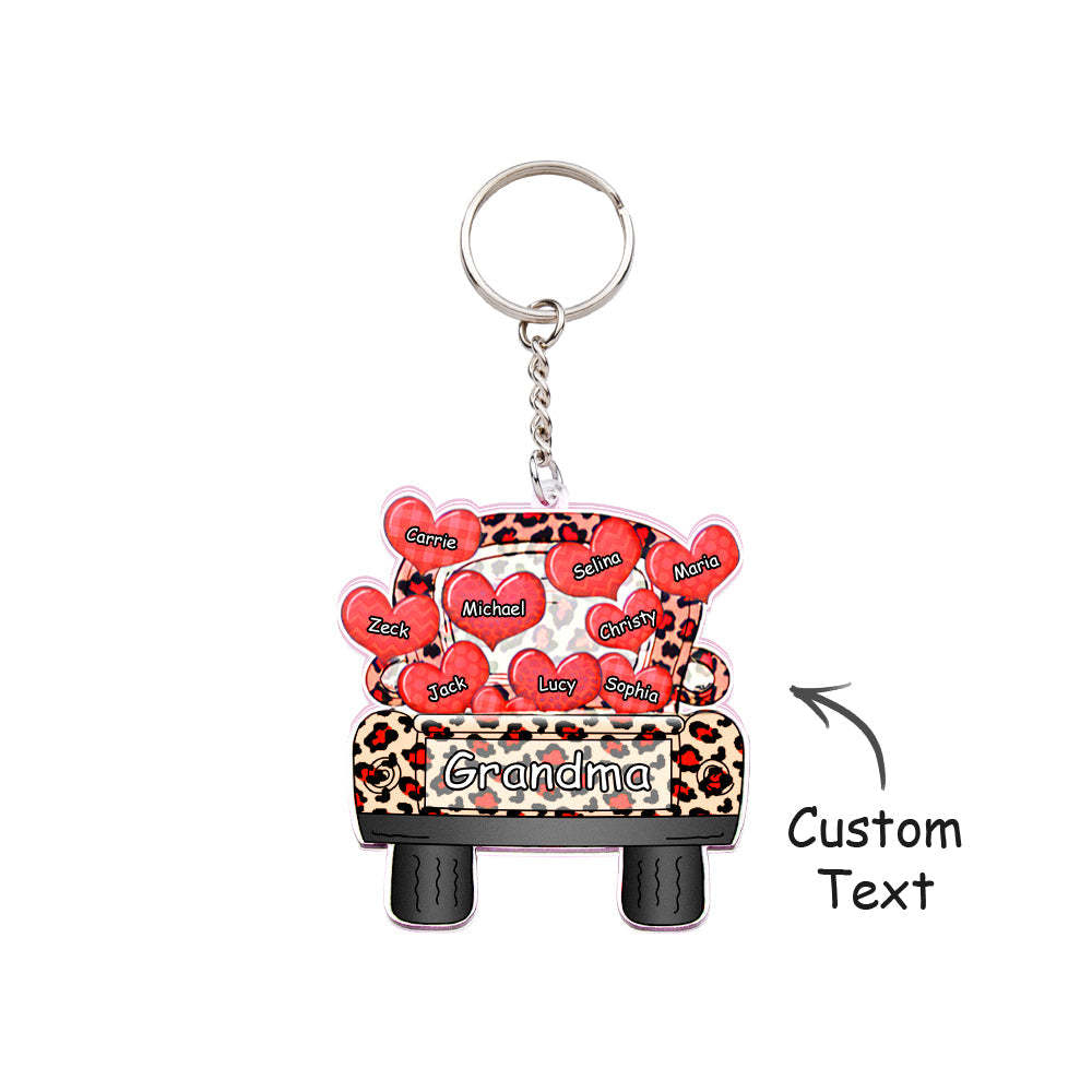 Personalized Nickname Truck Loading Heart Acrylic Keychain Christmas Gift Decor Gift Grandma Nana Papa - yournamenecklaceau