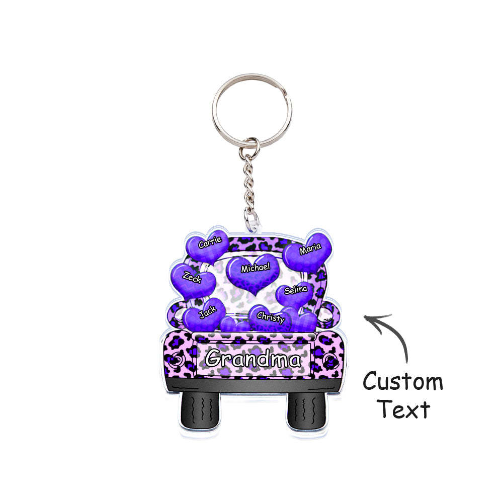 Personalized Nickname Truck Loading Heart Acrylic Keychain Christmas Gift Decor Gift Grandma Nana Papa - yournamenecklaceau