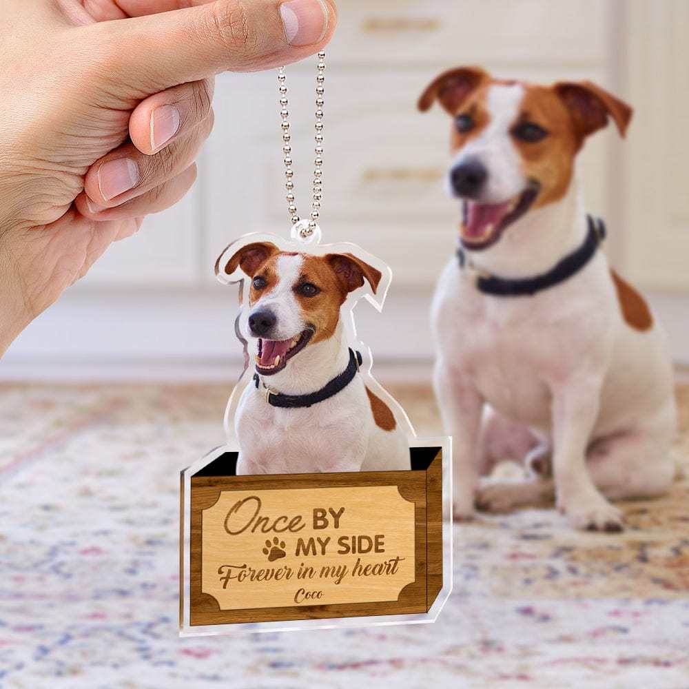 Personalized Dog Memorial Ornament Once By My Side Forever In My Heart Customize Your Pet's Photo - GiftLab