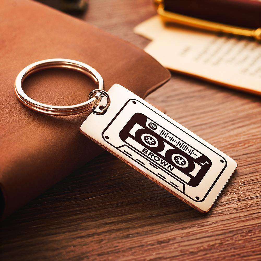 Spotify Custom Keychains Engraved Keychain Musicial Gift Rose Gold us