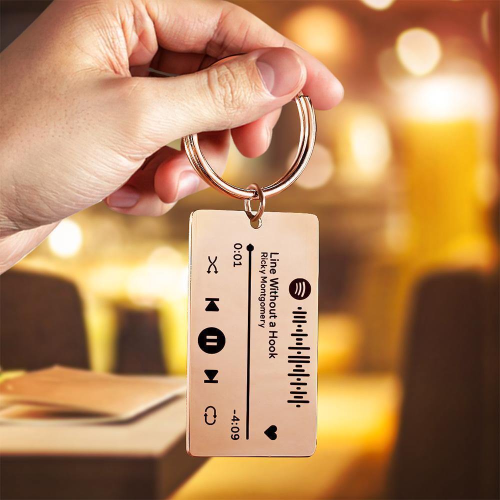 Keychain Custom Engraved Spotify Code Gifts For Him Rose Gold us