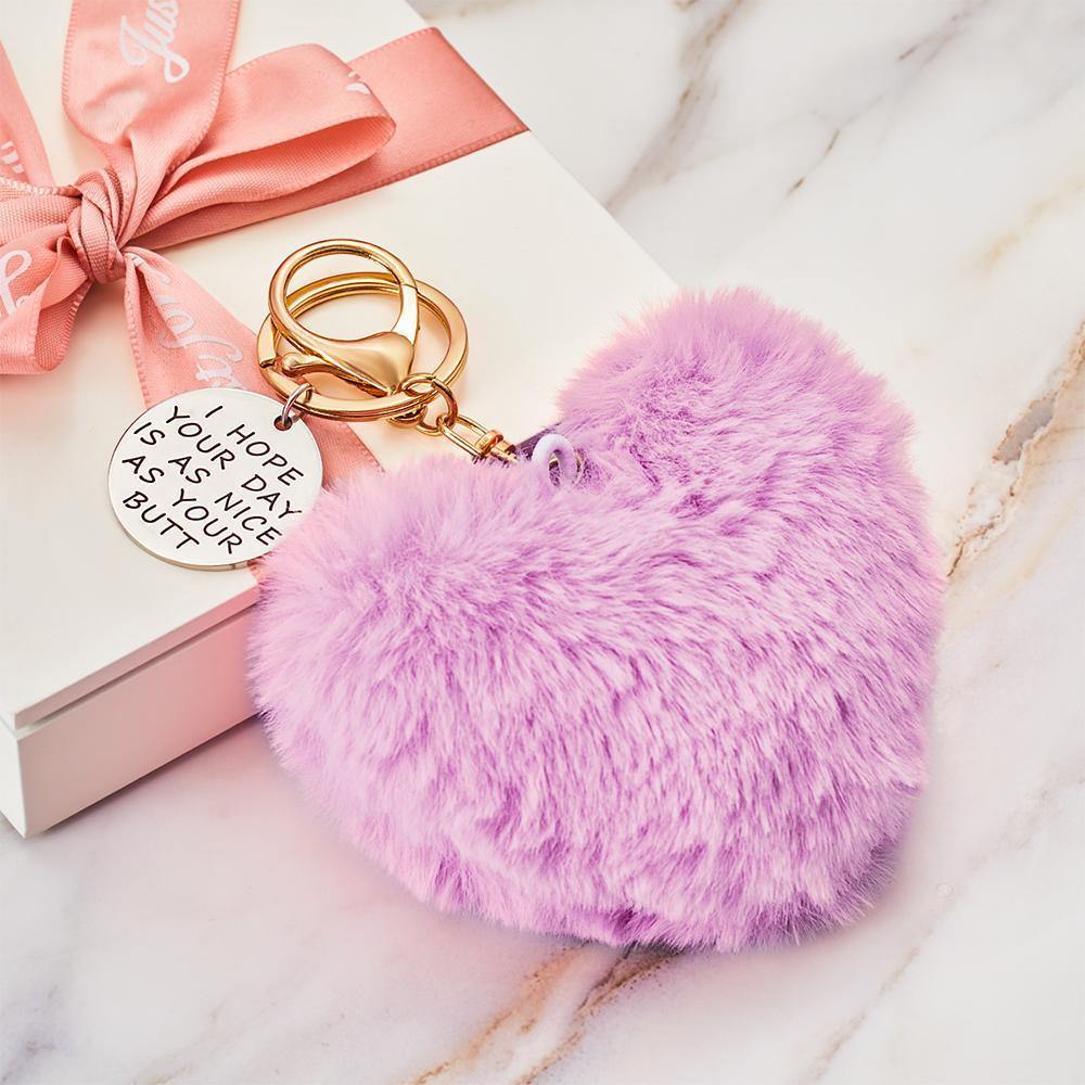 Furry And Funny Keyring for Girlfriend or Wife Pink ,Personalised Gift Idea for Wife - yournamenecklace