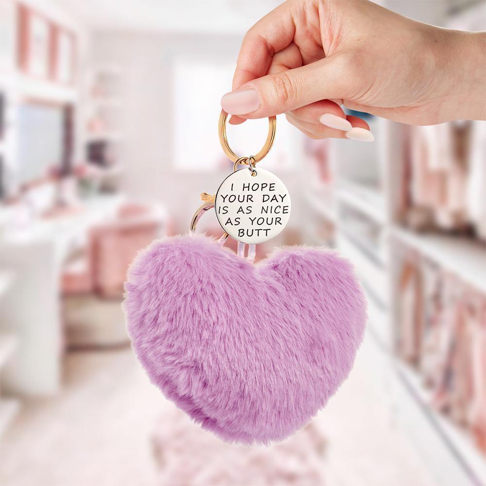Furry And Funny Keyring for Girlfriend or Wife Pink ,Personalised Gift Idea for Wife - yournamenecklace