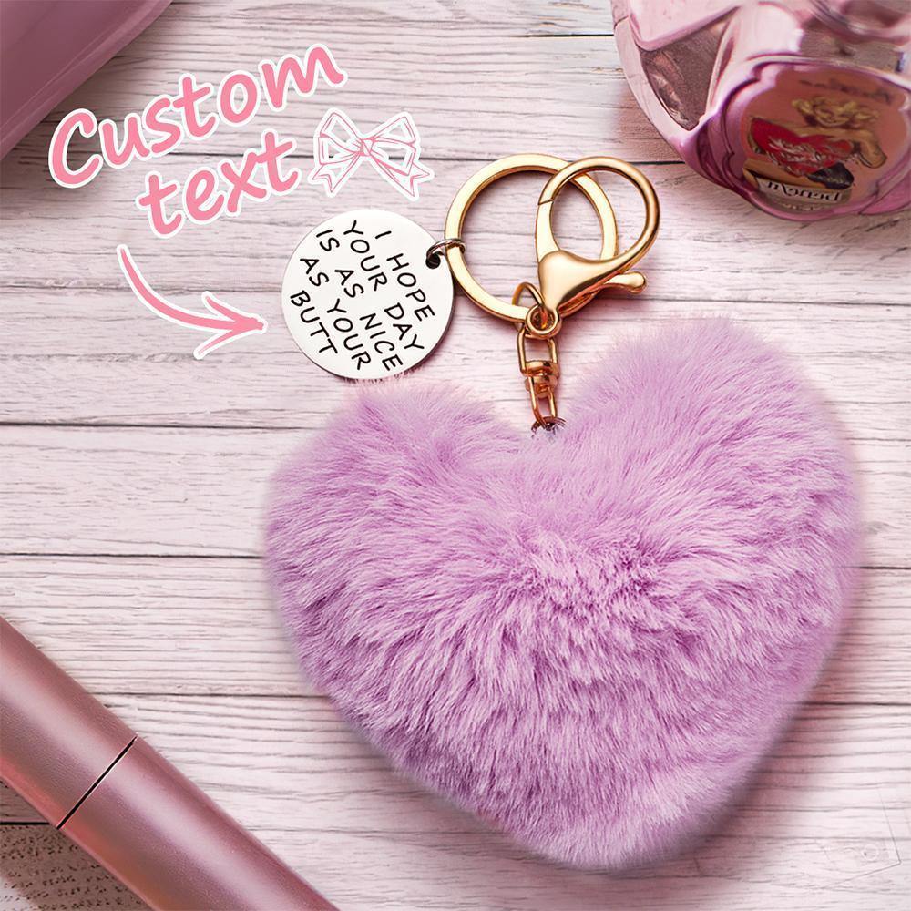 Furry And Funny Keyring for Girlfriend or Wife Pink ,Personalised Gift Idea for Wife - yournamenecklace