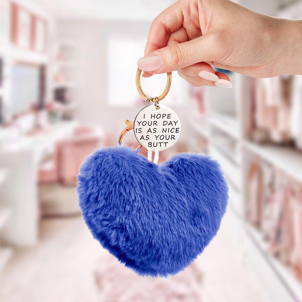 Furry And Funny Keyring for Girlfriend or Wife Pink ,Personalised Gift Idea for Wife - yournamenecklace