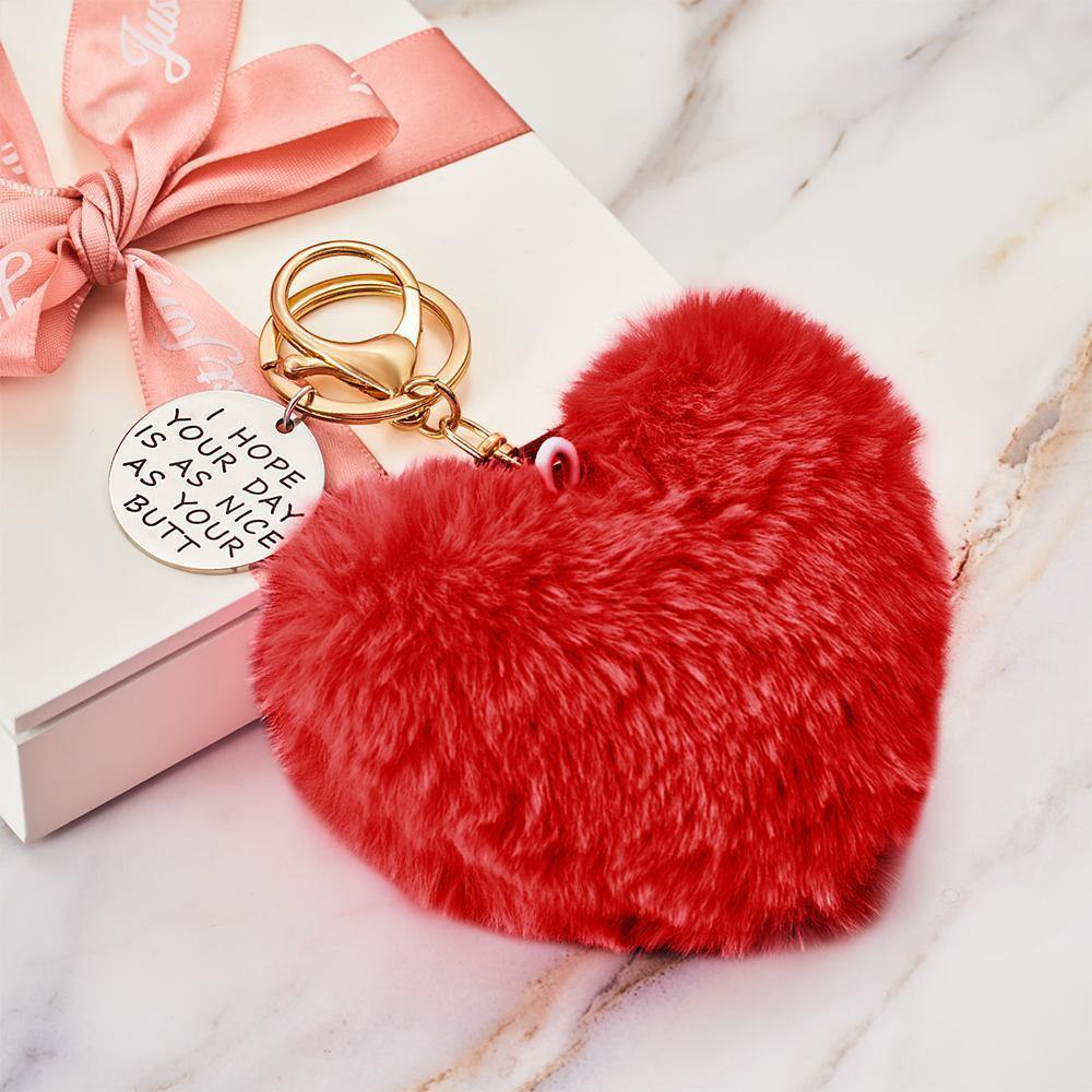 Furry And Funny Keyring for Girlfriend or Wife Pink ,Personalised Gift Idea for Wife - yournamenecklace