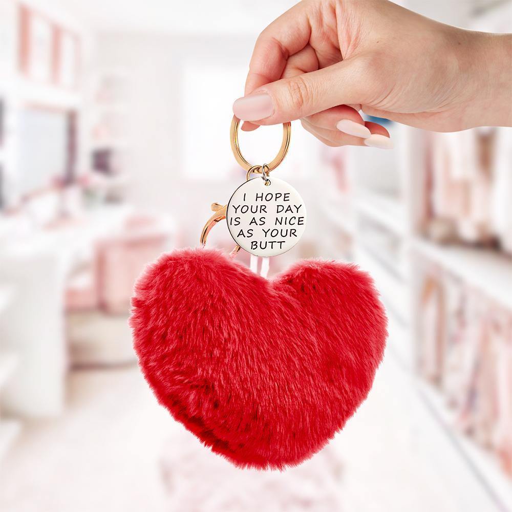 Furry And Funny Keyring for Girlfriend or Wife Pink ,Personalised Gift Idea for Wife - yournamenecklace