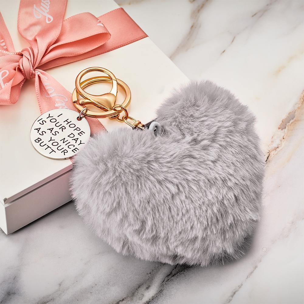 Furry And Funny Keyring for Girlfriend or Wife Pink ,Personalised Gift Idea for Wife - yournamenecklace