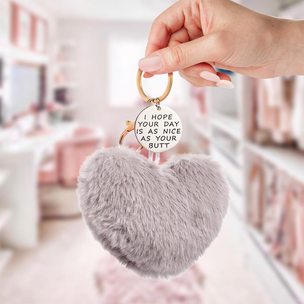 Furry And Funny Keyring for Girlfriend or Wife Pink ,Personalised Gift Idea for Wife - yournamenecklace