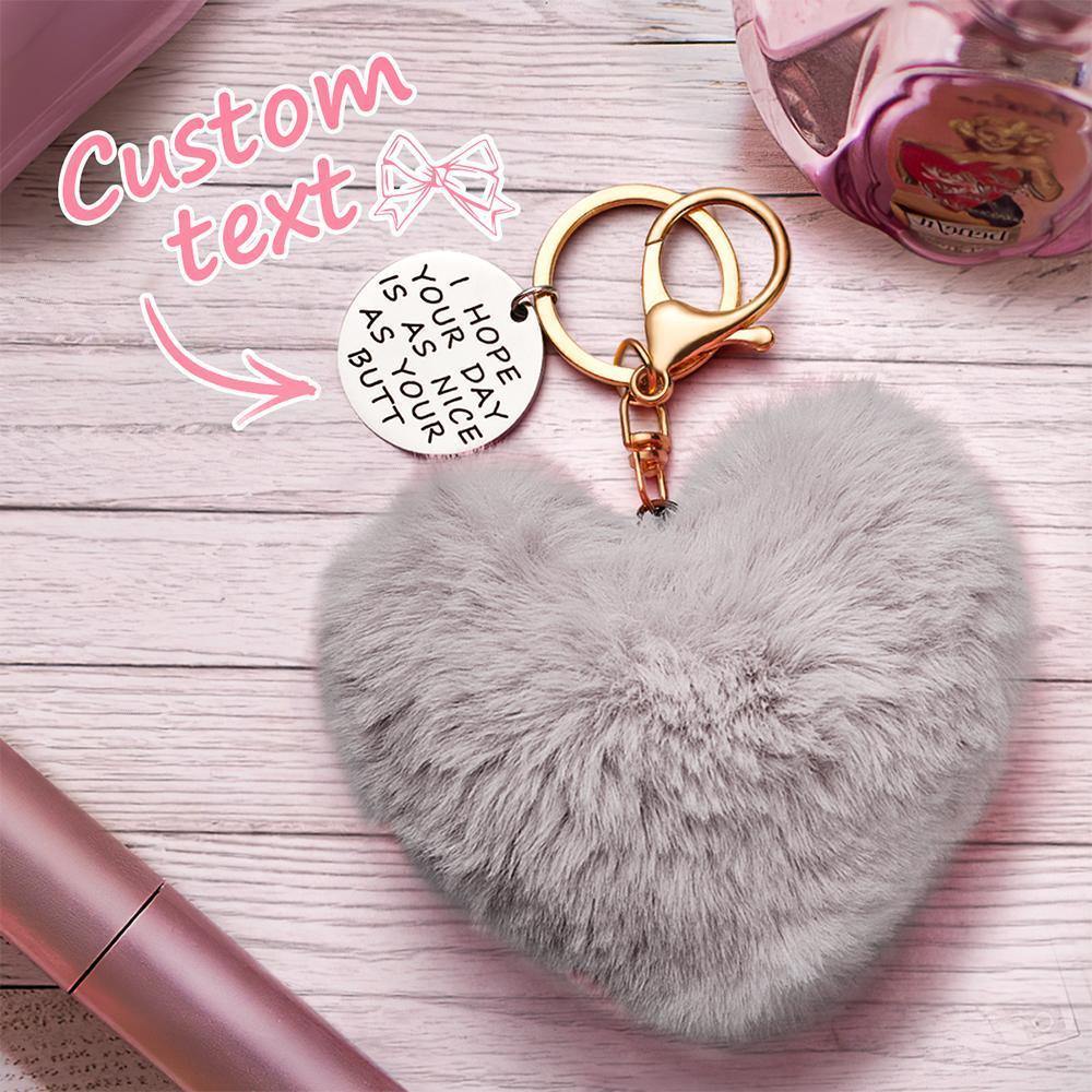Furry And Funny Keyring for Girlfriend or Wife Pink ,Personalised Gift Idea for Wife - yournamenecklace