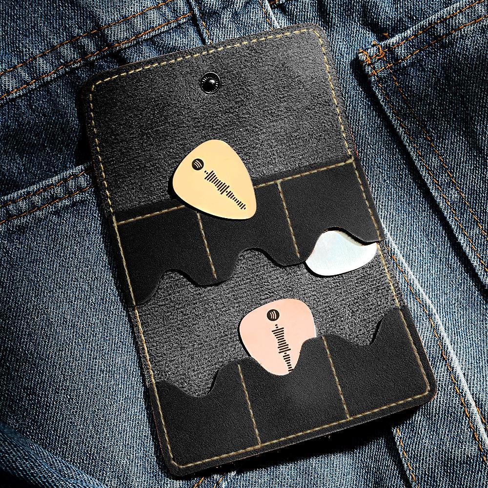 Custom Engraved Guitar Pick Holder Leather Storage Bag Gift for Guitarist - yournamenecklaceau