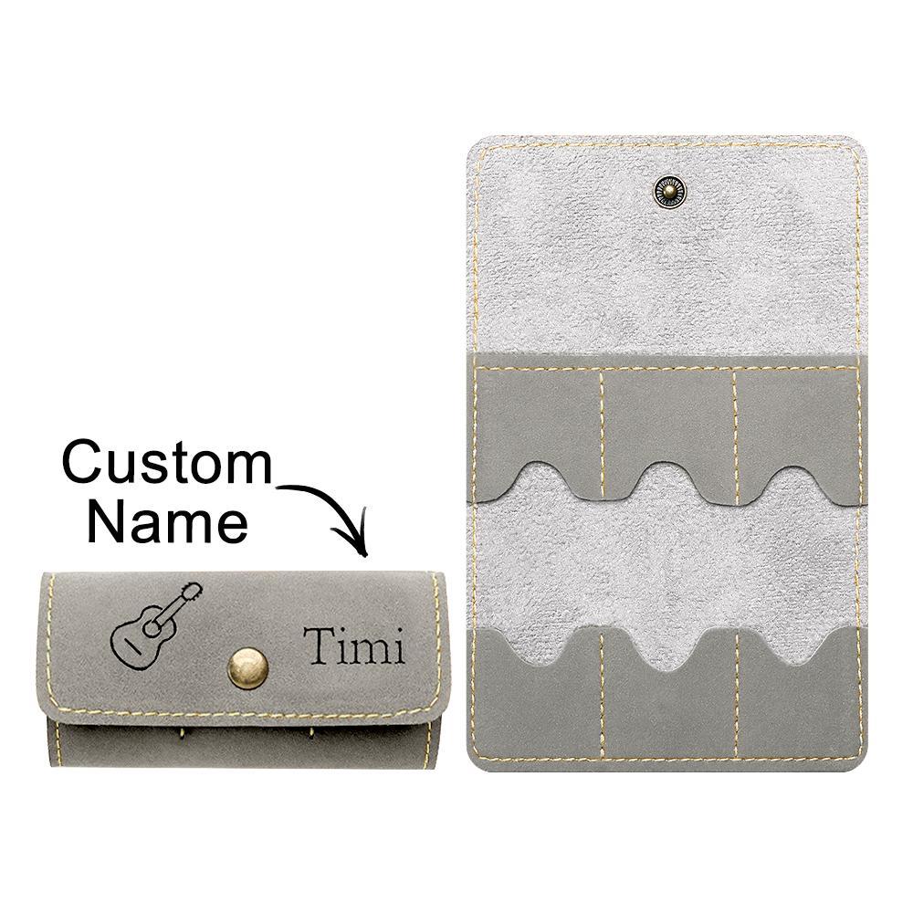 Custom Engraved Guitar Pick Holder Leather Storage Bag Gift for Guitarist - yournamenecklaceau