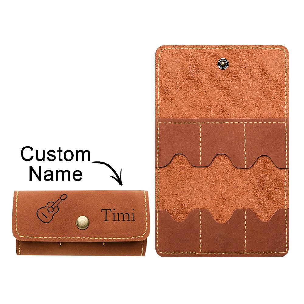Custom Engraved Guitar Pick Holder Leather Storage Bag Gift for Guitarist - yournamenecklaceau