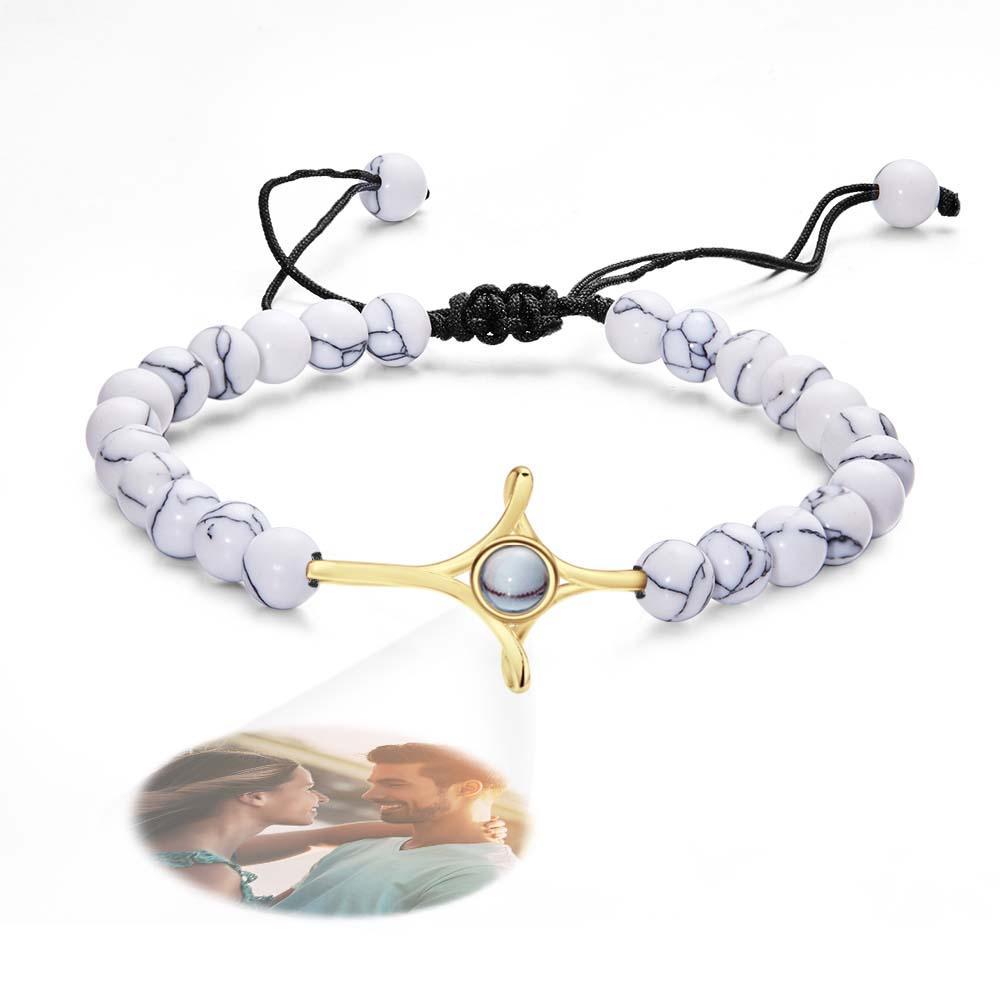 Personalized Photo Projection Beads Bracelet With Cross Memorial Gift For Her - yournamenecklaceau