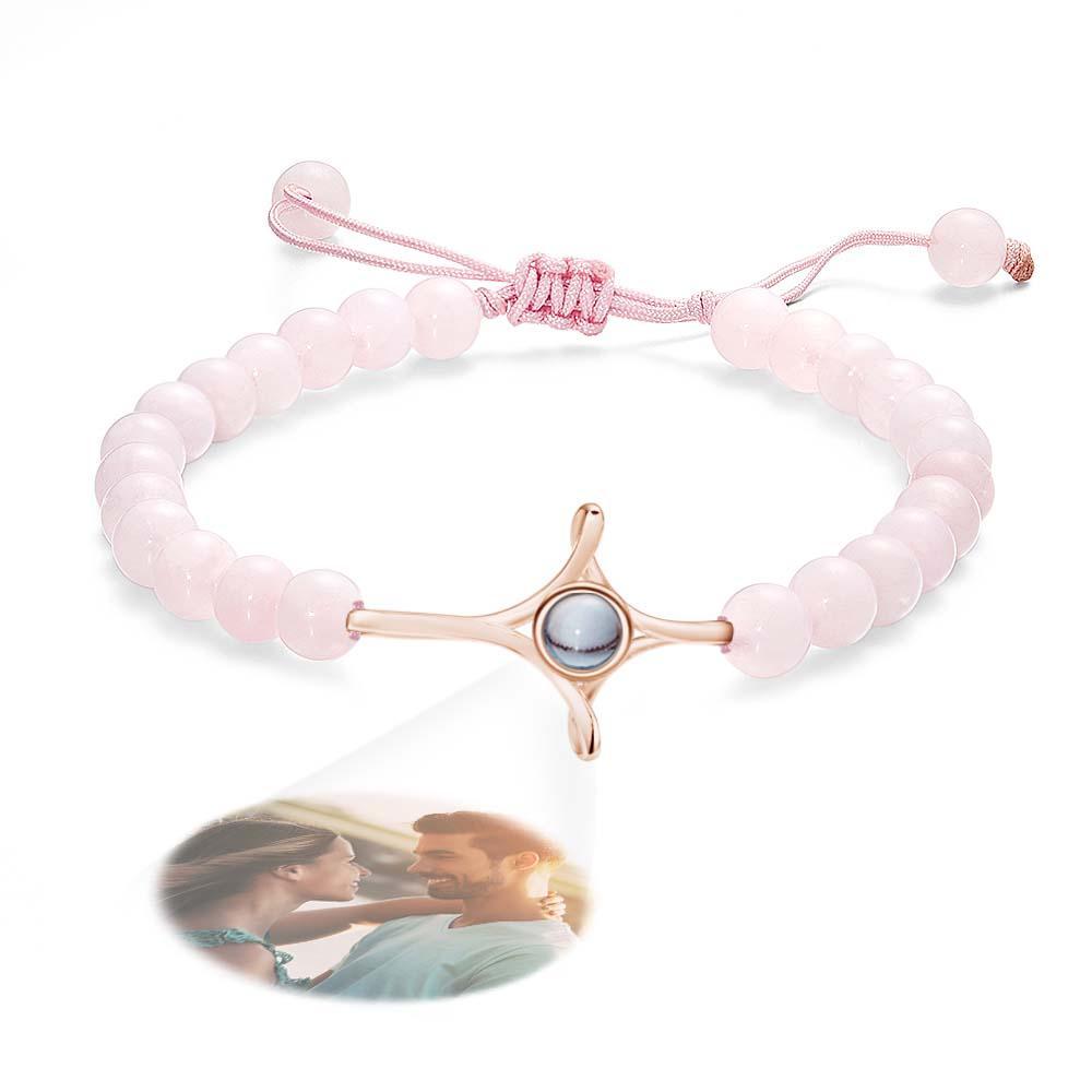 Personalized Photo Projection Beads Bracelet With Cross Memorial Gift For Her - yournamenecklaceau