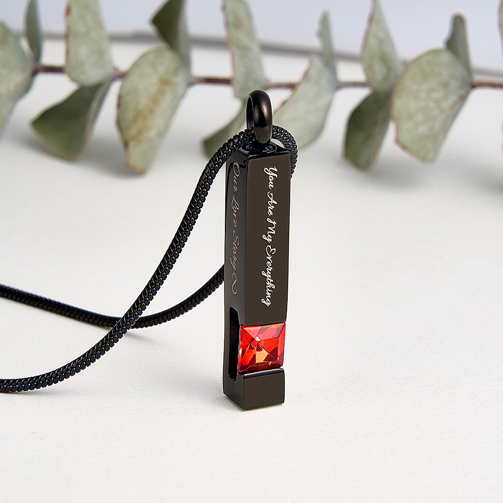 Personalized Urn Necklaces for Ashes Stainless Steel Bar Cremation Necklace Memorial Ashes Necklace Crystal Birthstone Ashes Necklace - NameNecklaceAU